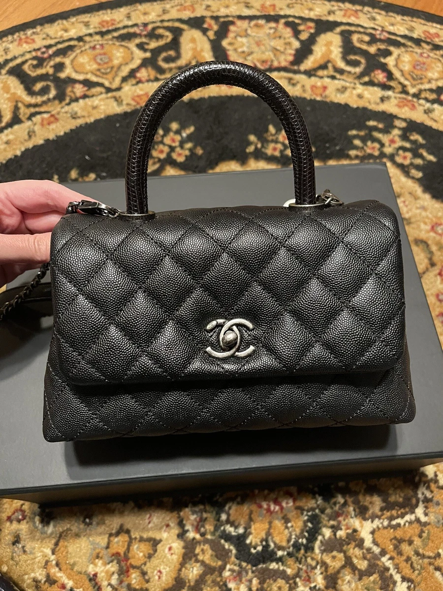 Chanel Top Handle Mini Rectangular Flap Bag White Caviar Aged Gold Har Coco Approved Studio #41 Chanel Top Handle Mini Rectangular Flap Bag White Caviar Aged Gold Har Coco Approved Studio