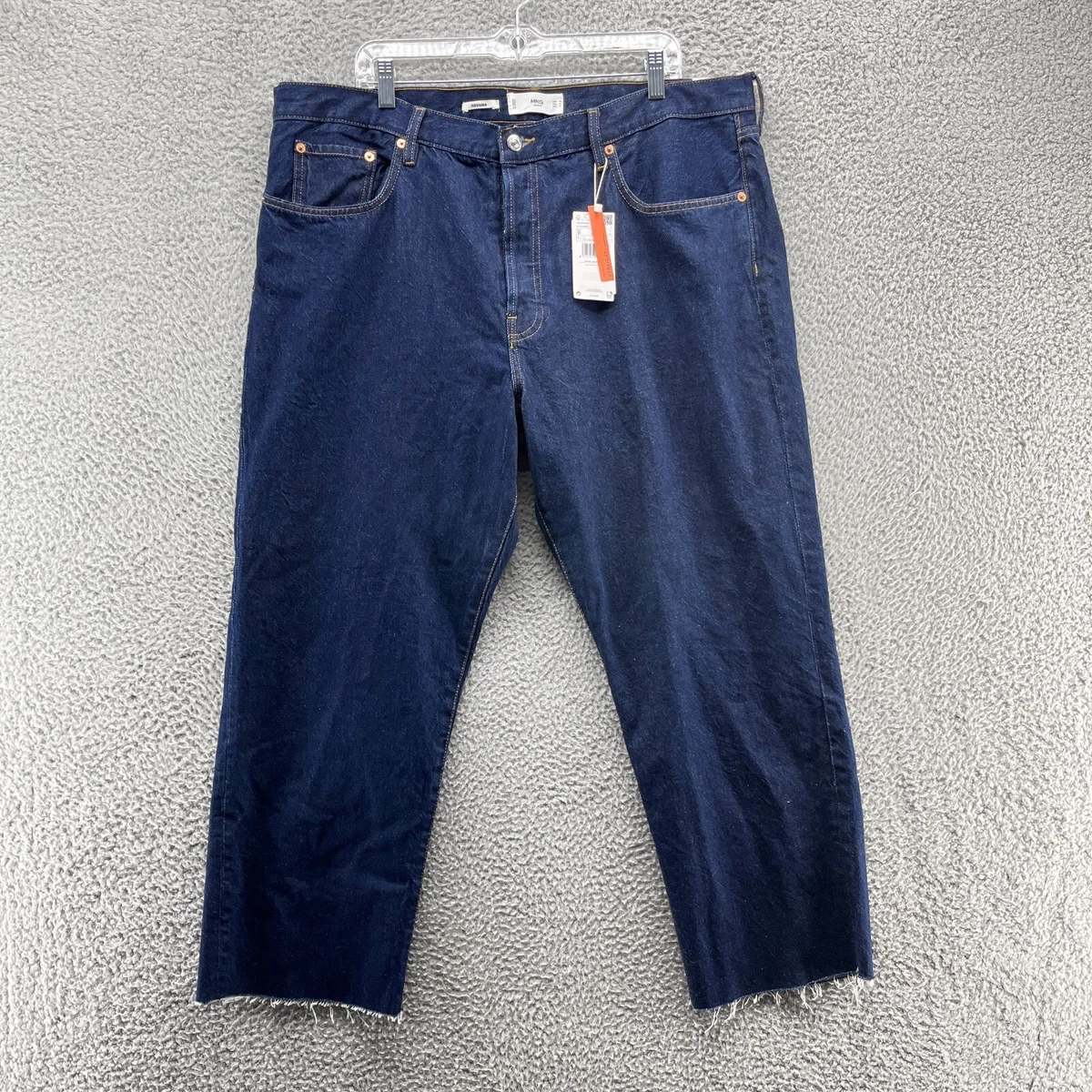 Mango Havana Jeans Womens 18 Blue High Waist Straight Cropped
