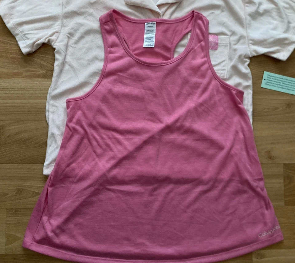 Calvin Klein Conjunto de 3 Piezas Camisa, Camiseta sin Mangas y Pantalones Cortos Pijama Rosa L 14/16 Foto 3 de 4