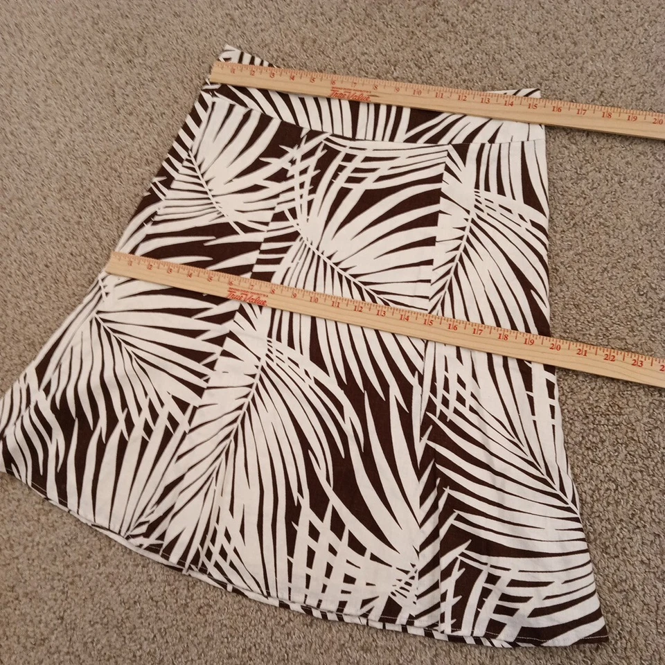 Falda Gap Talla 4 Marrón Floral Hasta la Rodilla Línea A Mezcla de Lino Foto 2 de 4