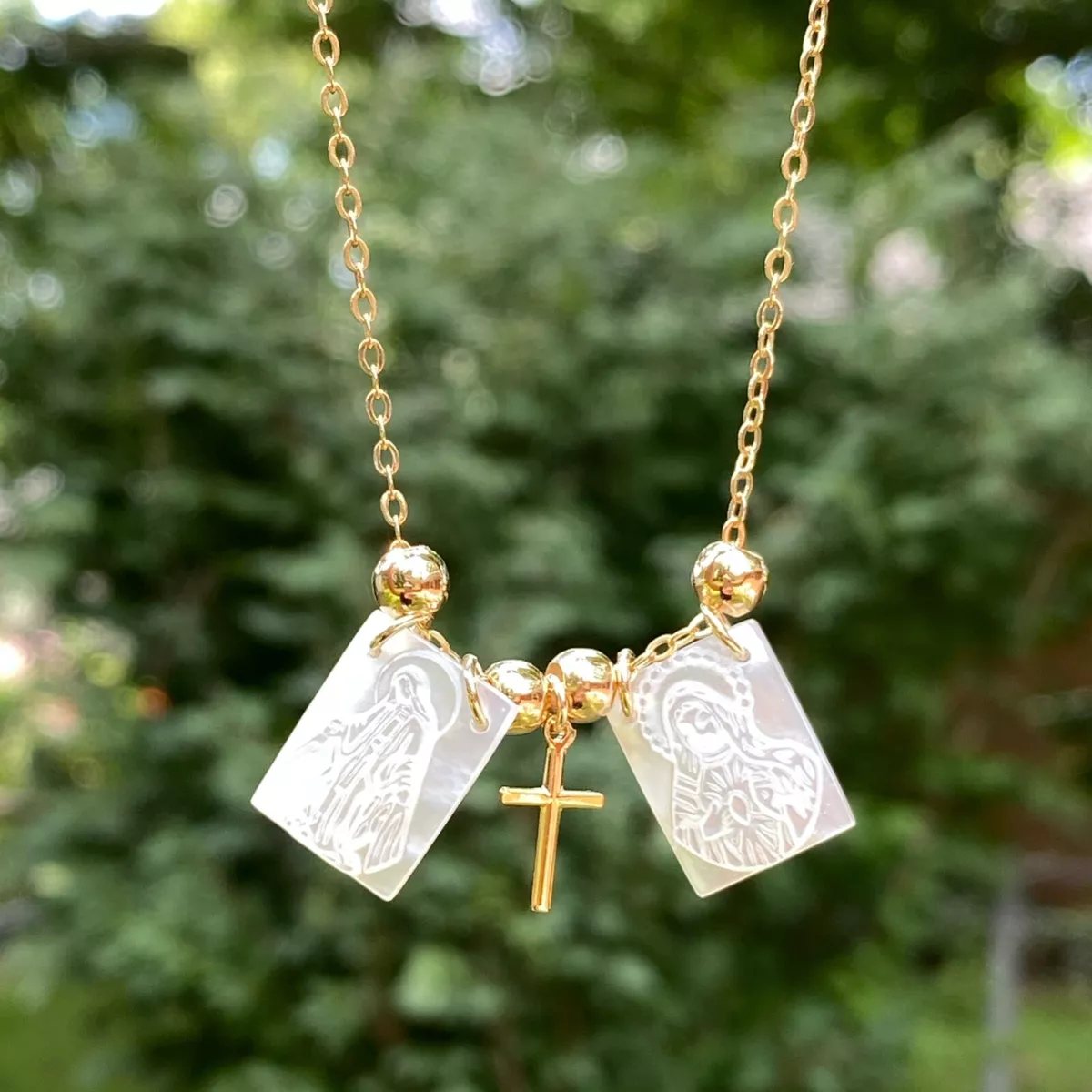 Mother of pearl scapular cheap necklace