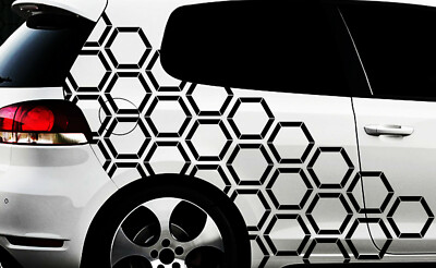 Hexagon Pixel Cyber XXL Set Auto Aufkleber Sticker Wabenmuster Waben qw Tuning
