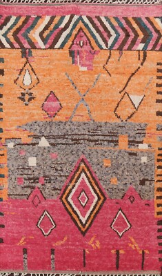 Geometric Moroccan Oriental Area Rug Hand-knotted Wool 7x11 ft Carpet Home Decor
