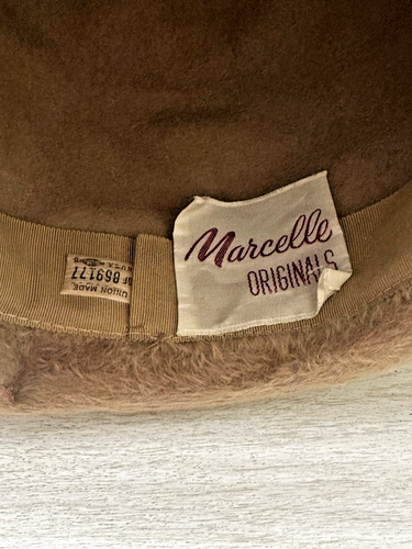 VINTAGE 1950'S MID-CENTURY WOMENS BROWN FAUX FUR HAT MARCELLE ORIGINALS ITALY - Picture 6 of 8