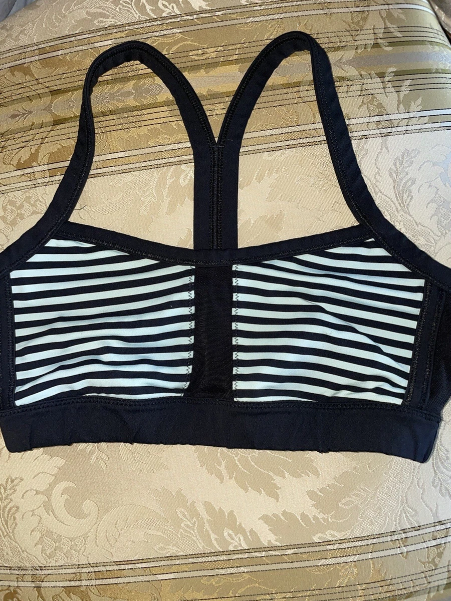 LULULEMON FLOW Y BRA STRIPE TEAL/BLACK 4/XS