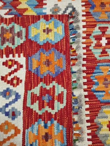 Kreide Handarbeit Afghan/Türkischer Kelim Teppich, Azteken Wolle Vorleger Größe 150x104 CM - Bild 5 von 6