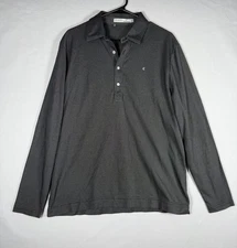 Criquet Polo Shirt Mens Large Charcoal Long Sleeve Cotton Blend Casual Outdoor