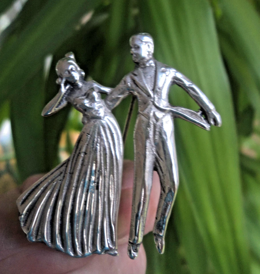Spilla Da Ballo Danzante Grande Argento Design Attraente c1940 Anni '50 - Immagine 2 di 4
