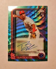 Thomas Saggese 2025 Topps Chrome RC AUTO AQUA Wave REFRACTOR 167/199 Raw N6