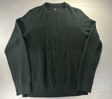 Ben Sherman Sweater Men Medium Green Cable-Knit Long Sleeve Sweatshirt Pullover