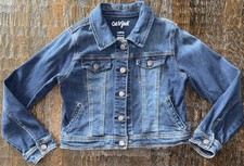 Jean Jacket Girl s Size 10/12 Cat Jack Dark Blue Snaps