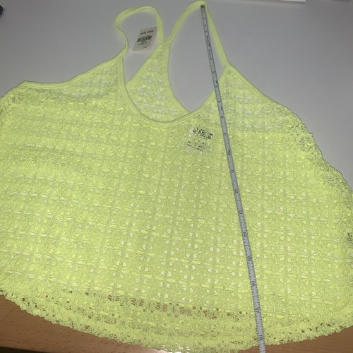 (1) NWT Victoria's Secret PINK Neon Yellow Crochet Lace Cover Up Tank XS FRE SHP - Picture 7 of 8