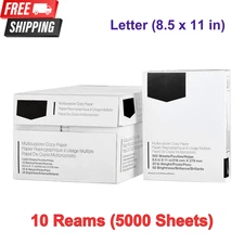Multipurpose Copy Printer Paper, 20 lb, 8.5 x 11 Inches, 10 Reams (5,000 Sheets)