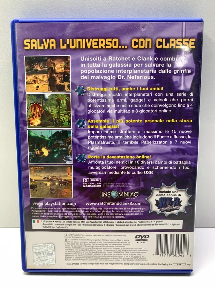 RATCHET & CLANK 3 - SONY PS2 - USATO PERFETTAMENTE FUNZIONANTE PAL VERSION, foto 2 di 5