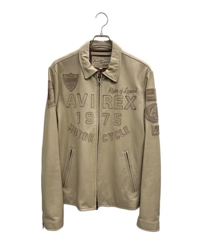 AVIREX 40th Anniversary Model Leather Riders Jacket Men's Size L Beige video thumbnail