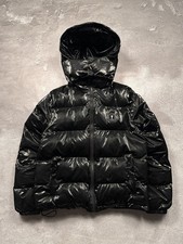 Rara giacca Drill Trapstar grande logo lucido puffer nera invecchiata uomo taglia M-L