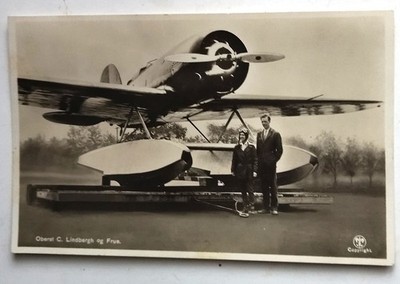 Charles LINDBERGH Flieger und Frau Atlantiküberquerung Fotokarte