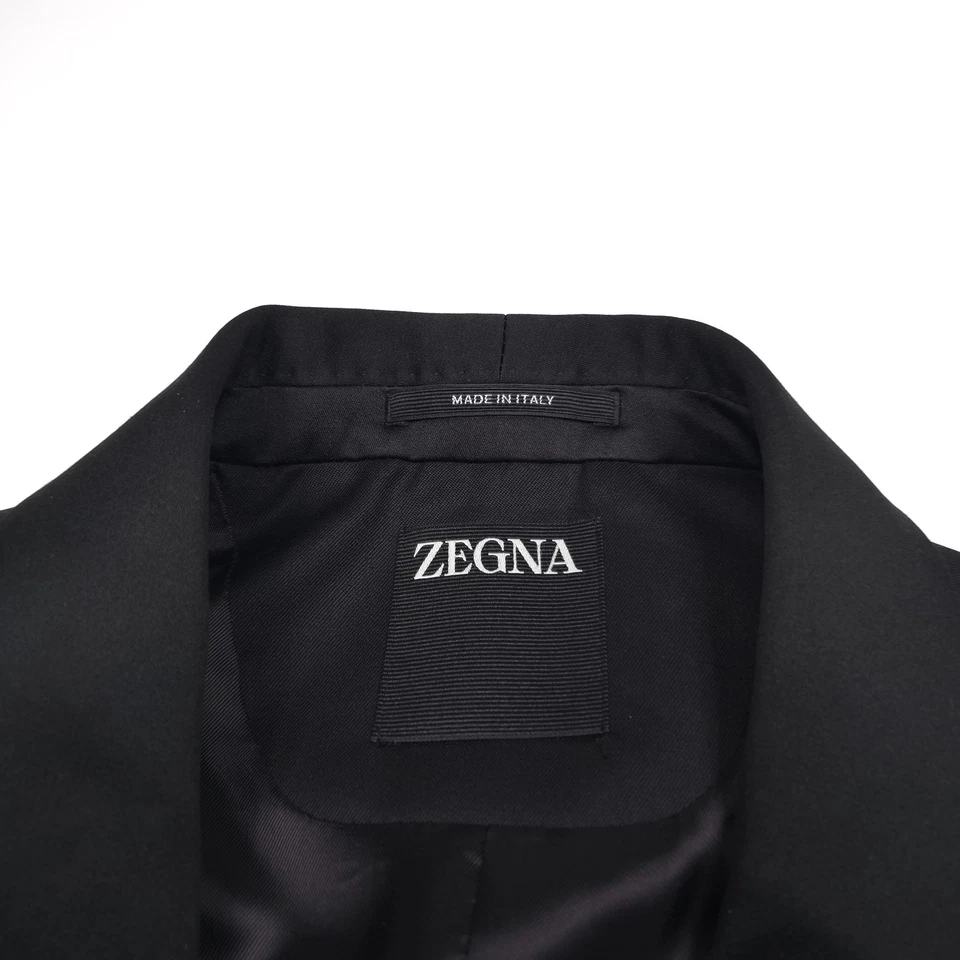 $2440 Traje Esmoquin Zegna Negro Lana y Mohair Chal Para Hombre Talla US 40S (Italia 50C) Foto 3 de 4