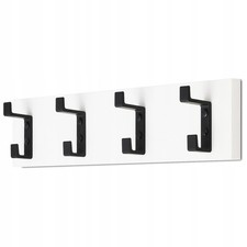 Loft Style Wall Coat Rack, Hallway Hanger, 4 Black Hooks, White Board, DIY Kit