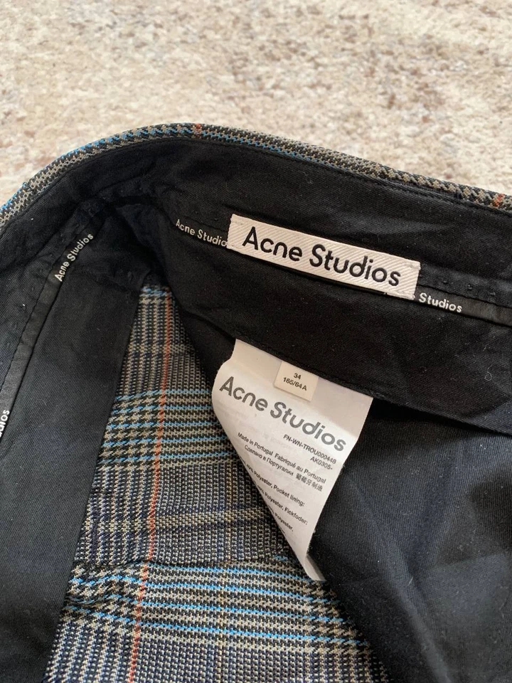 Calças quadriculadas femininas Acne Studios - Imagem 3 de 4