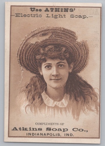 Victorian Atkins Electric Light Soap Trade Card Indianapolis Advertising
