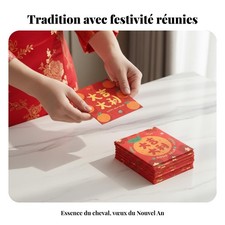 Enveloppe rouge 2026, enveloppe cartoon zodiaque Cheval, set créatif fête