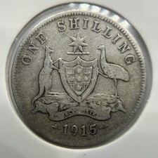 1915 Shilling Coin - Very Good - Key Date George V Silver Predecimal