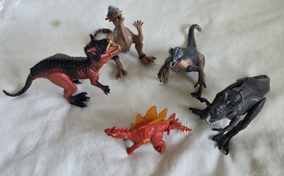 Lot Of 5 Kid Galaxy Dinosaurs Posable Velociraptor T-Rex Jurassic Light Up Roar