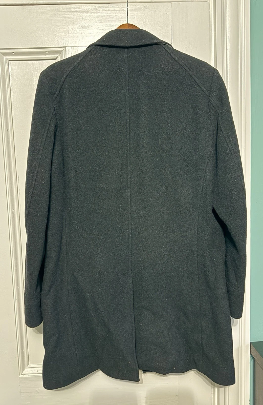 Banana Republic Men’s Black Wool-Blend Overcoat – Size Medium image 1