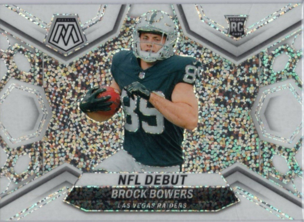 BROCK BOWERS 2024 PANINI MOSAIC WHITE SPARKLE NFL DEBUT #286 RC