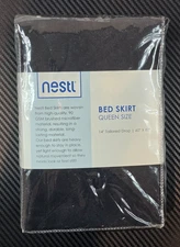 Nestl Queen 60”x80” Bed Skirt Black 14” Tailored Drop