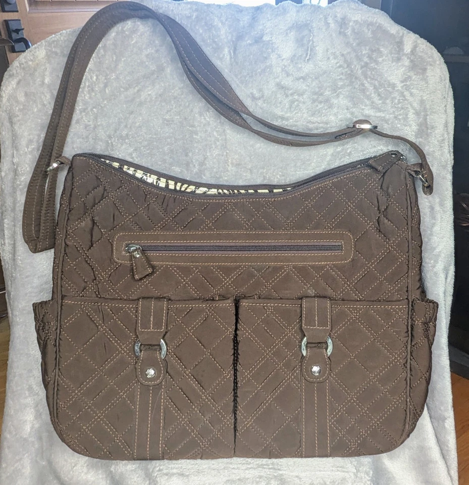 Bolsa de pañales de viaje de trabajo para bebé Vera Bradley acolchada marrón chocolate Foto 2 de 4