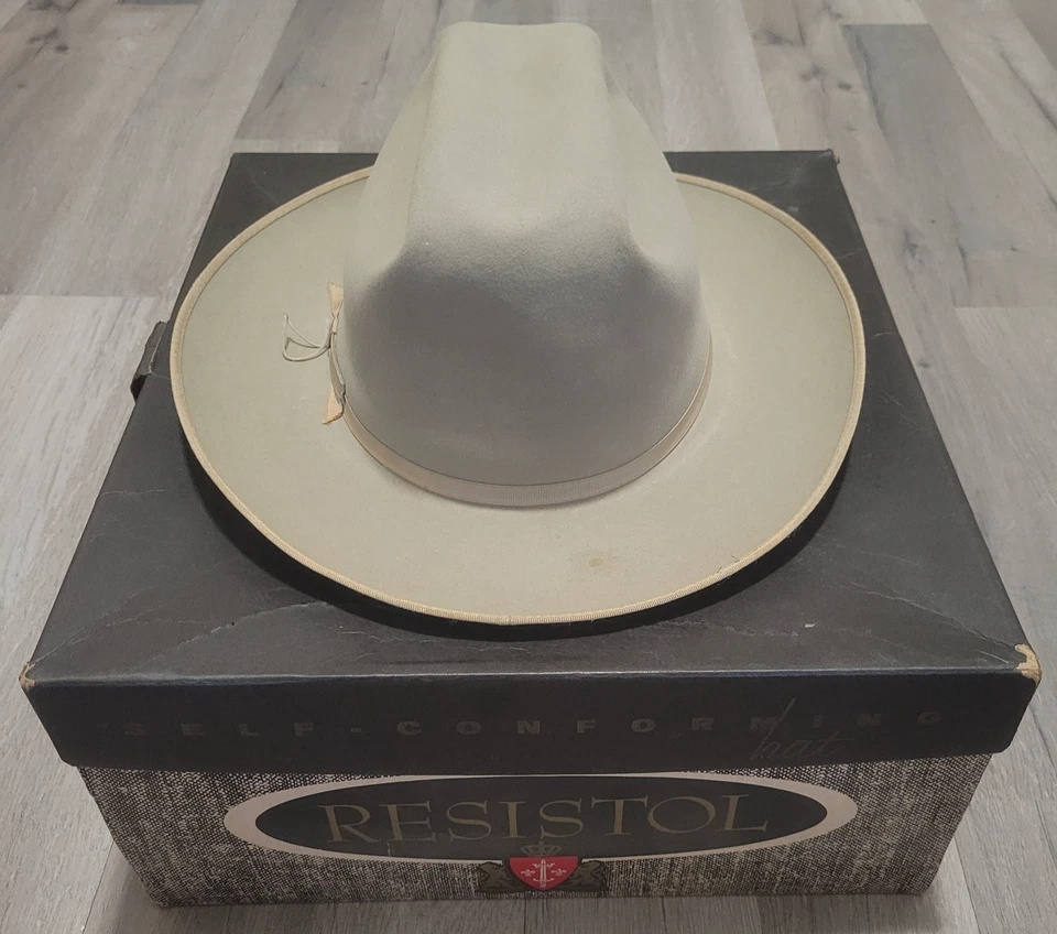 Vintage Resistol Silverbelly Cowboy Hat Size 7 - with Box 1960s San Antonio - Image 3 of 4