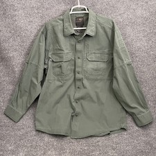 511 Tactical Flannel Shirt Men  s Sz L Green Button Up Long Sleeve Vented