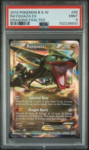 2012 POKEMON BLACK & WHITE DRAGONS EXALTED #85 RAYQUAZA EX PSA 9