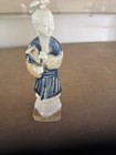 Vintage Chinese Porcelain Guanyin Kwan Yin Figurine Holding Scroll Blue White 8” — photo 1