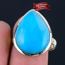 Larimar Stone Solid Silver Bezel New Statement Throat Chakra Sister Ring Size 9