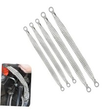 Engine Ground Straps, 10"  13" Car Engine Ground Strap Kit, Metal 5 PCS Silver