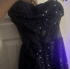 Black Sequin Mermaid Gown Sweetheart Neck Strappy Sleeveless Long Formal Dress
