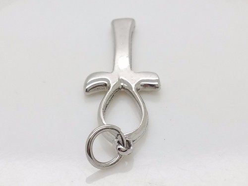 Sterling Silver Oval Open Top Cross Crucifix 1 1/4' Inch Pendant Charm - Picture 4 of 6