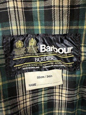 80s 2ワラント BARBOUR BORDER Vintage 1980s Barbour Border Khaki Waxed Khaki Jacket Size 91cm (M