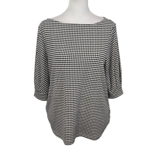 H&M Black and White Houndstooth Blouse Size Medium - image 1