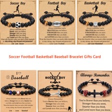 Soccer Football Basketball Baseball Bead Card Bracelet Gifts for Friend Boy Men