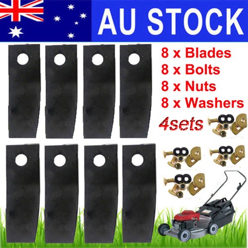 8X Lawn Mower Blades & Bolts Set for 19" Honda HRU196 HRU197 HRU19D