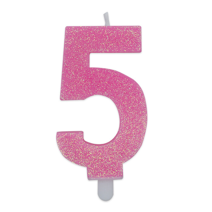 Candelina in cera per compleanno Sweety Numero 5 Rosa 8 cm