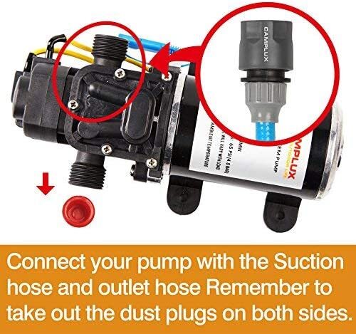 Bomba de agua CAMPLUX 12V DC 1,6/3,3 GPM diafragma autocebante para cocina baño - Imagen 18 de 22