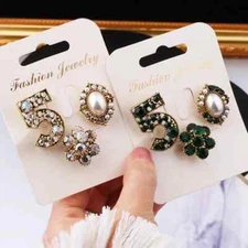3pcs/set brooch number 5 pearl rhinestone jewelry suit coat pin accessories