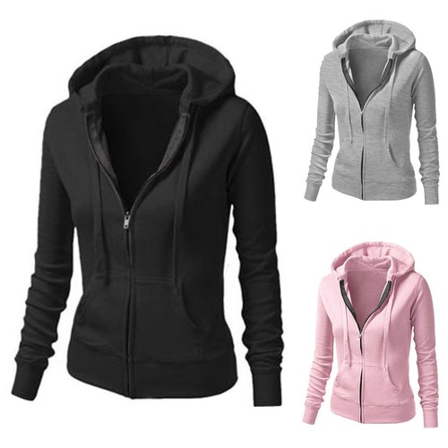 Women Lady Long Sleeve Sweatshirt Hoodies Zipper Top Blouse Coat Jacket Cardigan