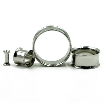 3MM-12MM FLESH TUNNEL OHR PIERCING PLUG TAPER SILBER EDELSTAHL DEHNER FLARED EAR