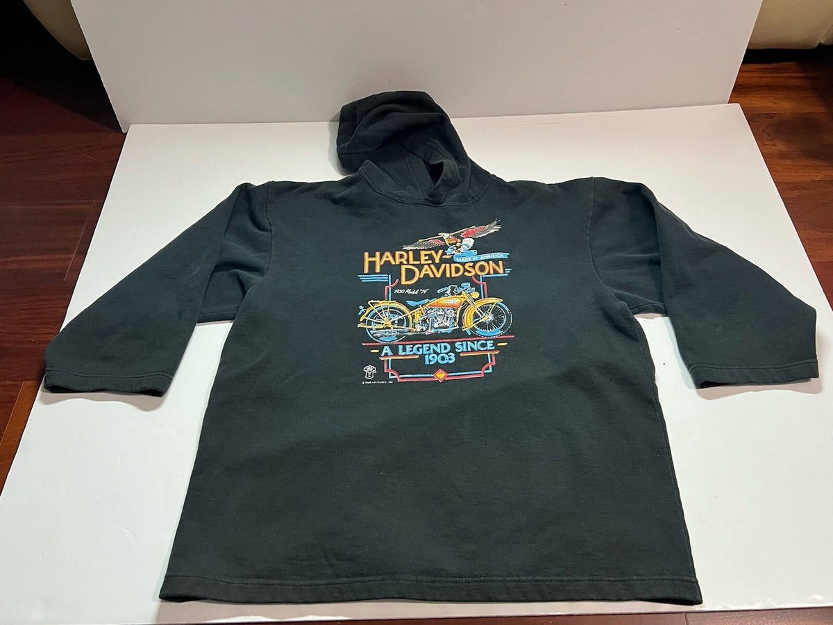 VINTAGE Harley DAVIDSON Black 3/4 Sleeve SWEATSHIRT 1988 Size 